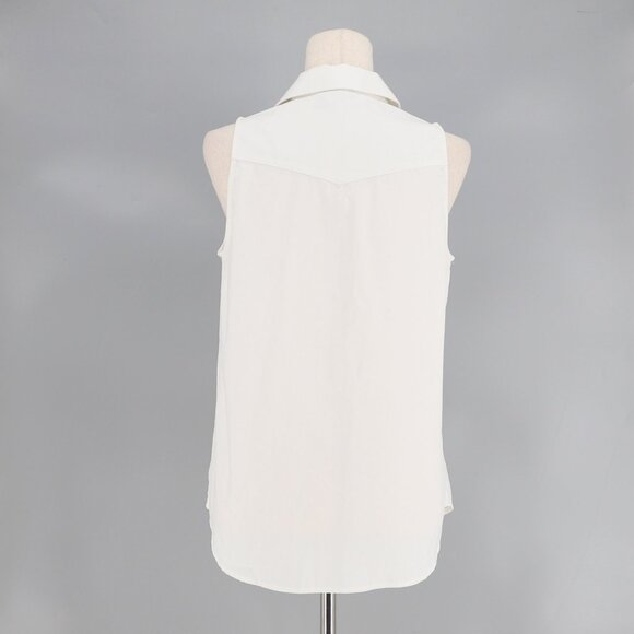 TUCKERNUCK Linen Cotton Sleeveless Button Down Steele Top White Ivory Size S - Picture 4 of 7